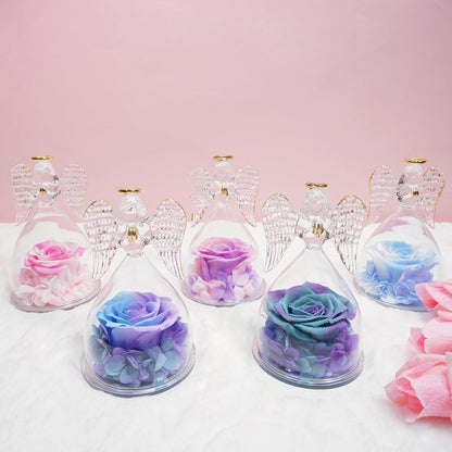 Handgefertigte Ewige Rose Engel Glaskuppel Muttertagsgeschenk