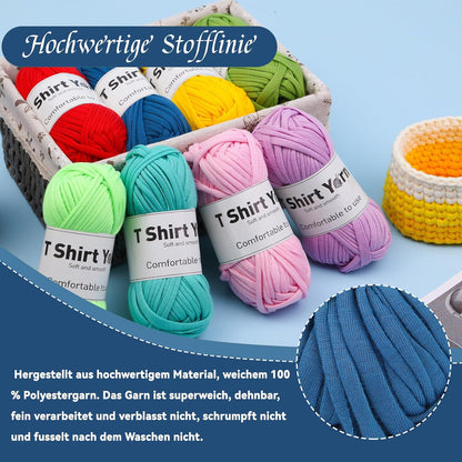 Doxiru 4er-Pack T-Shirt-Garn-Set Baumwollgarn Häkelgarn dunkelblau