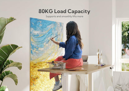 Höhenverstellbarer Schreibtisch Elektrisch 100x60 cm Weiß/Gestell Beige