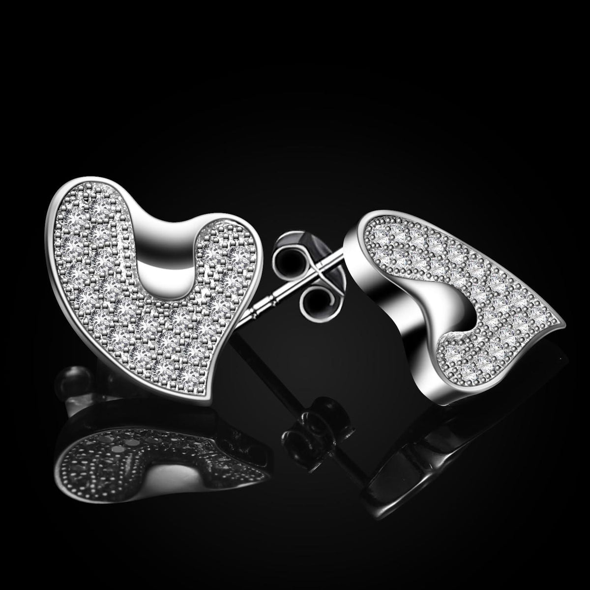 925er-Sterlingsilber Herz Anhänger Ohrringe Set, Damen