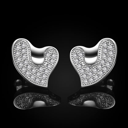 Schmuckset 925er Sterlingsilber Herz-Anhänger Ohrringe 5A-Zirkonia