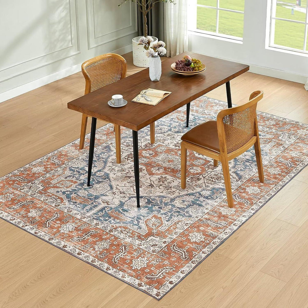 Waschbarer Teppich Vintage Orient Design 200x290CM Orange