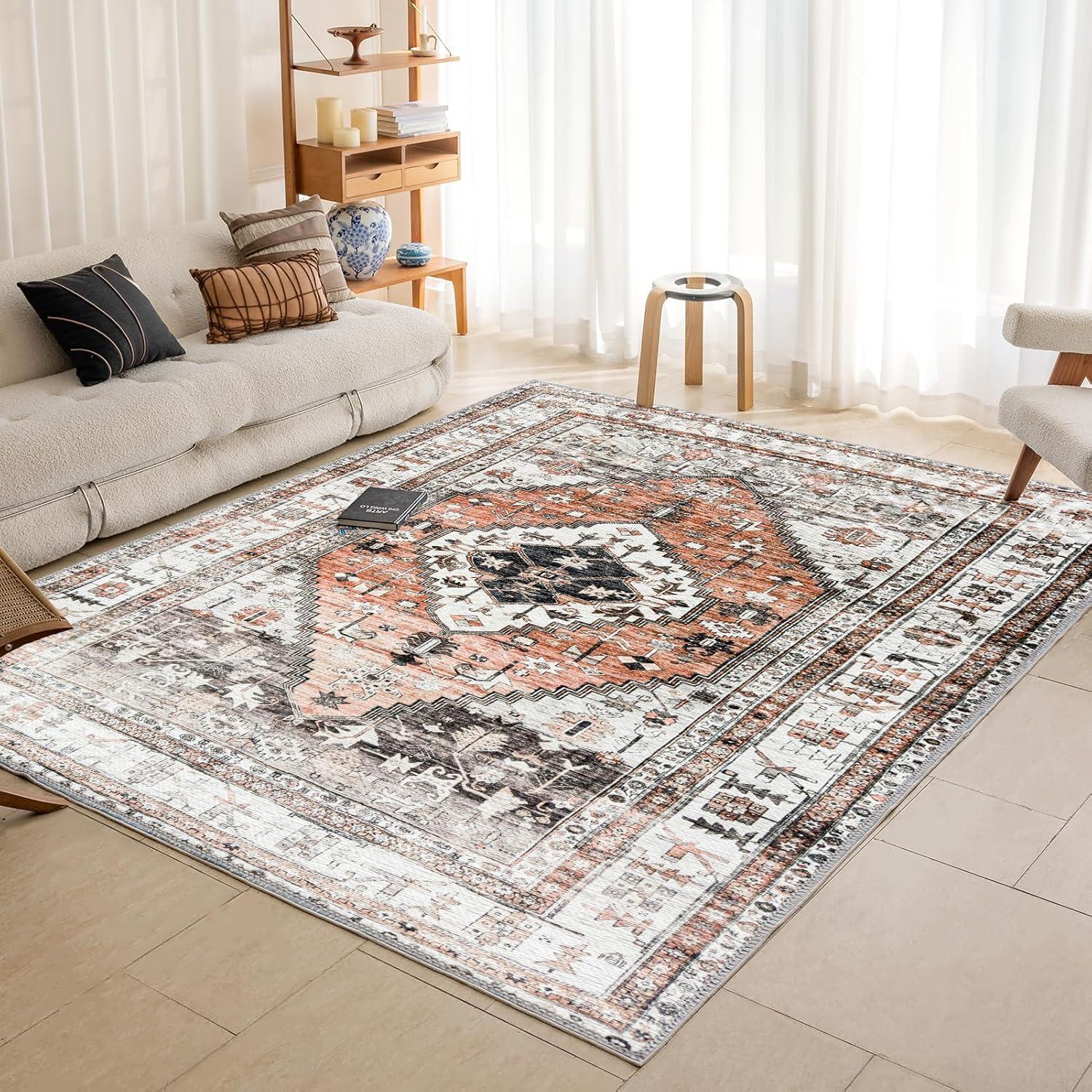 Orientalischer Vintage-Teppich Kurzflor Waschbar 160x230cm