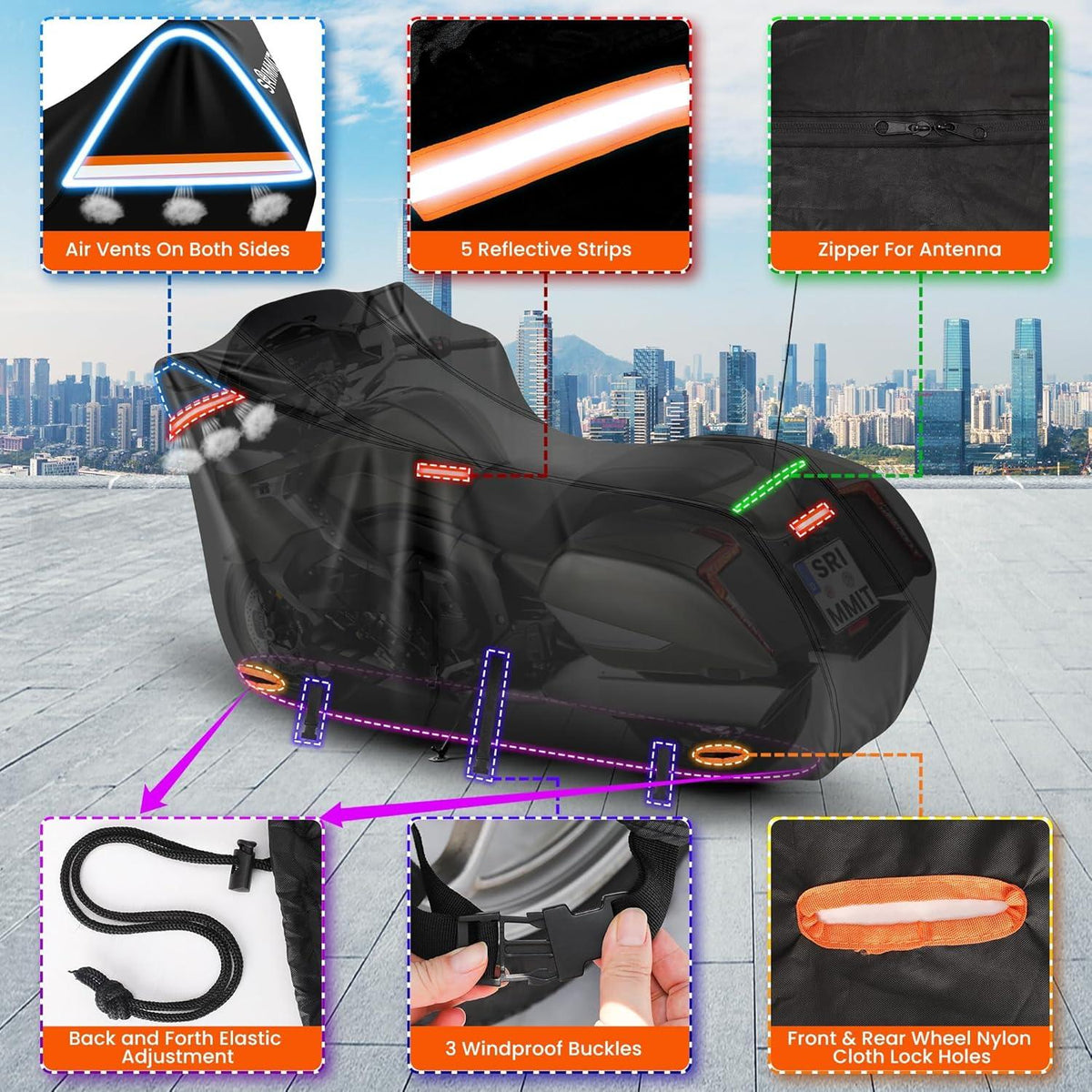 Motorradabdeckung 420D wasserdicht Outdoor UV-Schutz (1XL