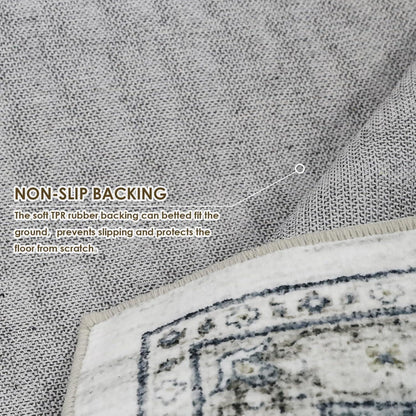Wohnzimmer Teppich Boho Kurzflor Vintage rutschfest cyanfarben