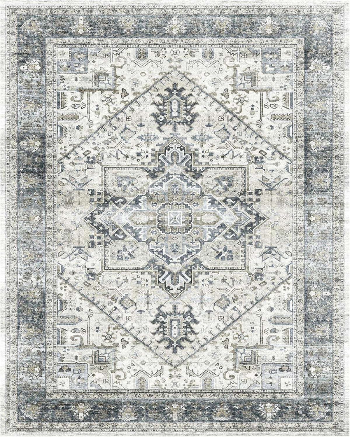 OMERAI Boho Teppich 60x130CM Vintage waschbar rutschfest Blumenmuster
