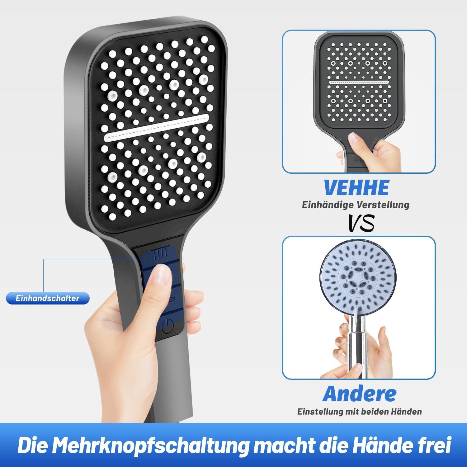 Duschkopf Regendusche 7 Strahlarten Wassersparend Stopptaste