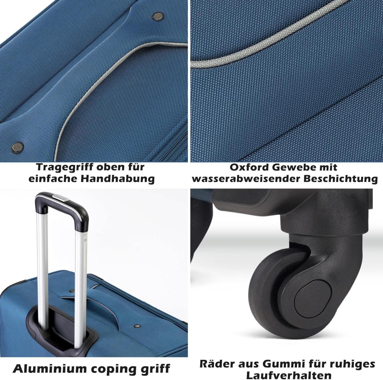 Koffer Trolley Reisekoffer 4 Rollen Stoffkoffer Handgepäck TSA-Schloss
