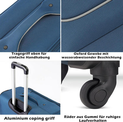 Koffer Trolley Reisekoffer 4 Rollen Stoffkoffer Handgepäck TSA-Schloss