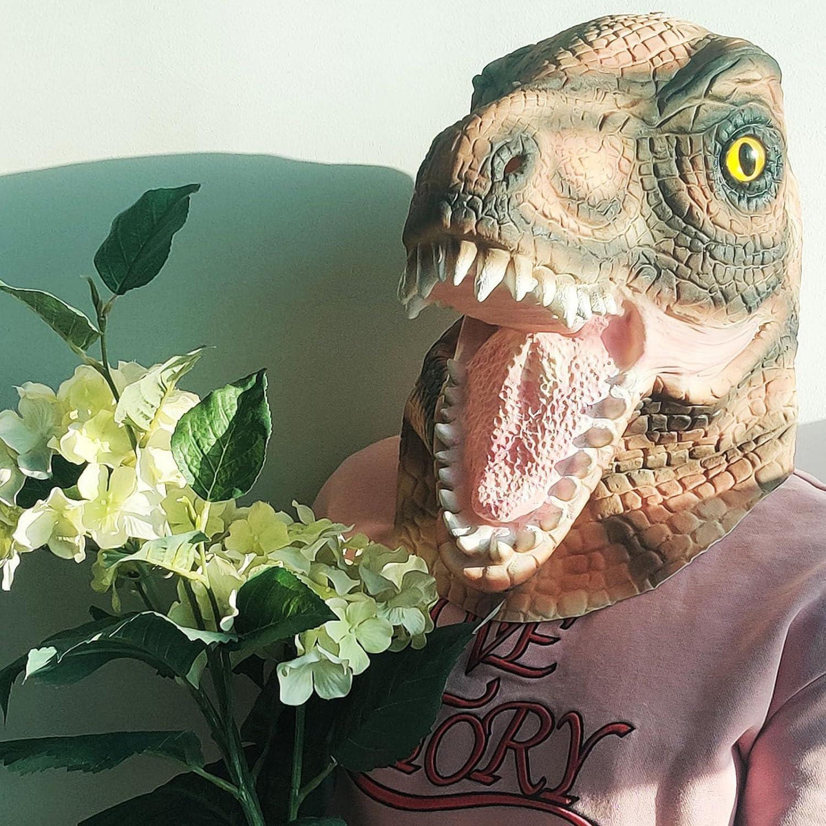 Gelbe Tyrannosaurus Rex Dinosaurier Maske Halloween Party