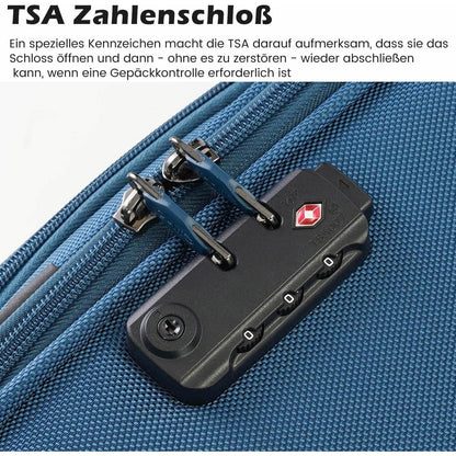 COOLIFE 2tlg Koffer Set 4 Rollen TSA-Schloss Handgepäck