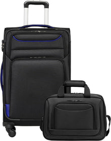 Koffer Set 2tlg Schwarz Stoffkoffer 4 Rollen Handgepäck TSA-Schloss