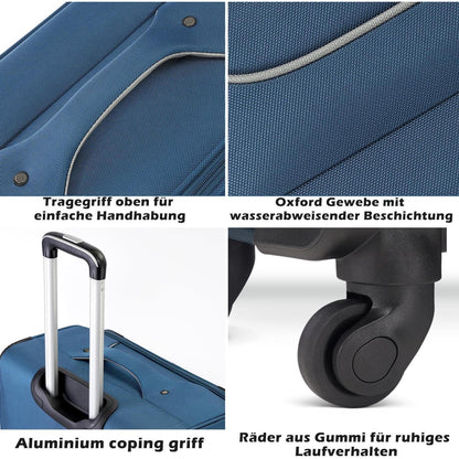 COOLIFE Koffer Set 4tlg Schwarz Stoffkoffer Handgepäck