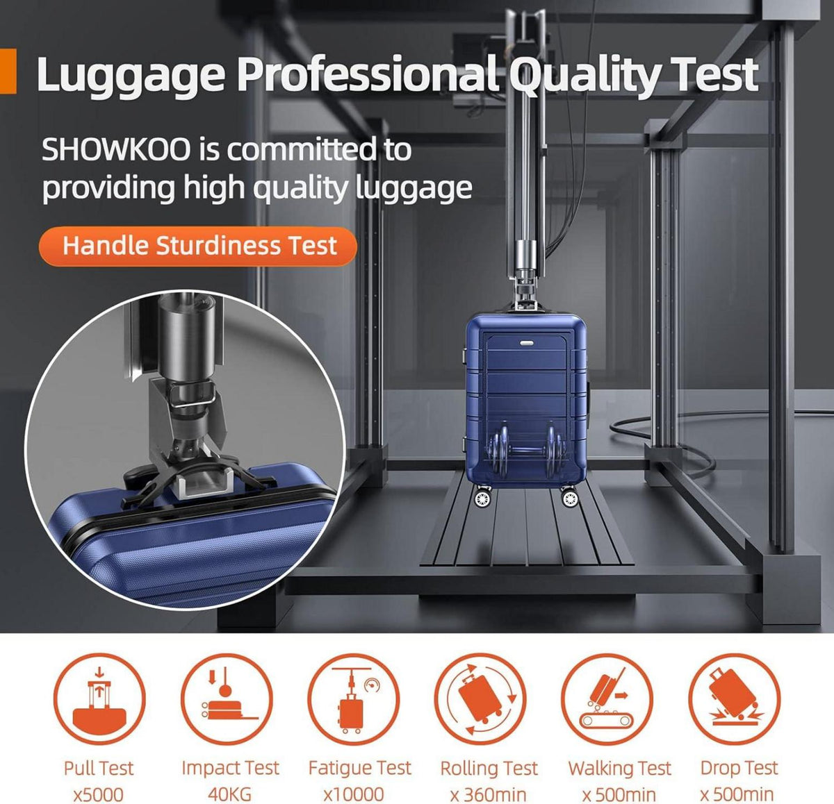 SHOWKOO Kofferset 2tlg Hartschale Leicht ABS+PC TSA-Schloss 4 Rollen M XL Blau