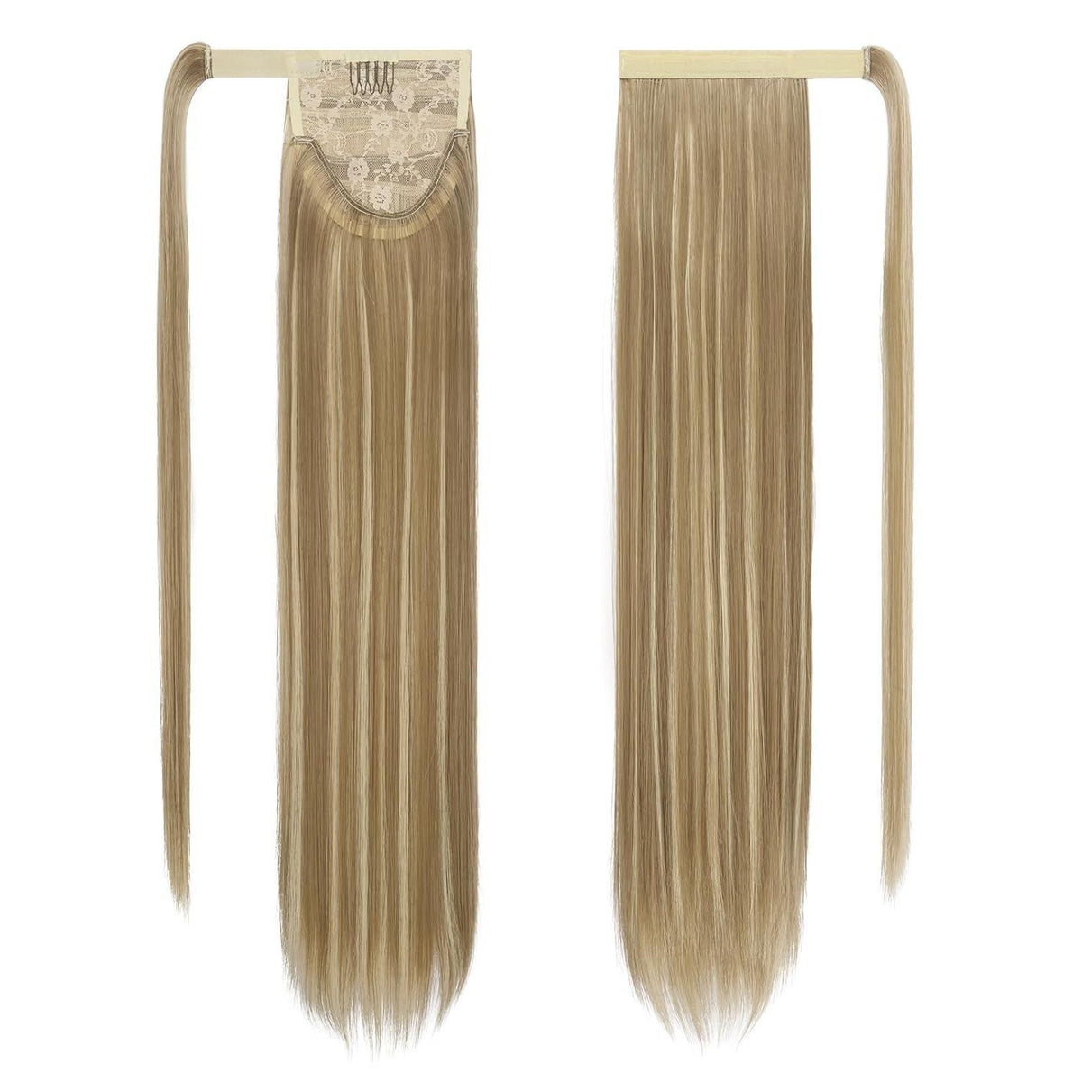 Langer glatter Pferdeschwanz Haarteil – Hellbraun & Blond 70cm