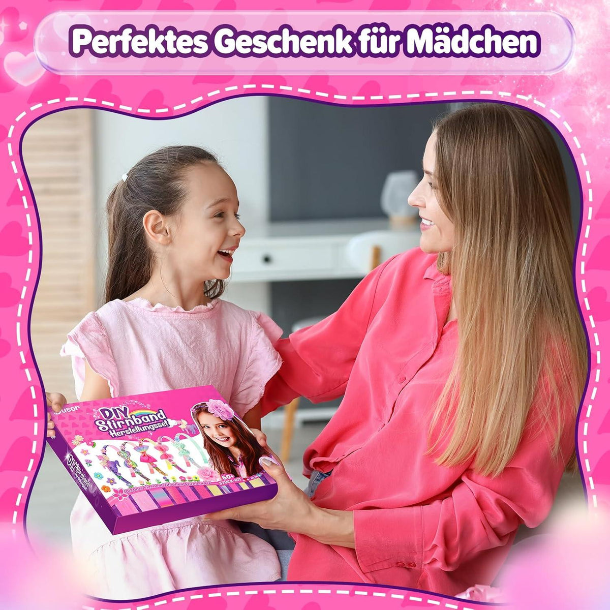Dusor Haarreifen Bastelset Mädchen DIY Geschenk 6-9 Jahre Rose