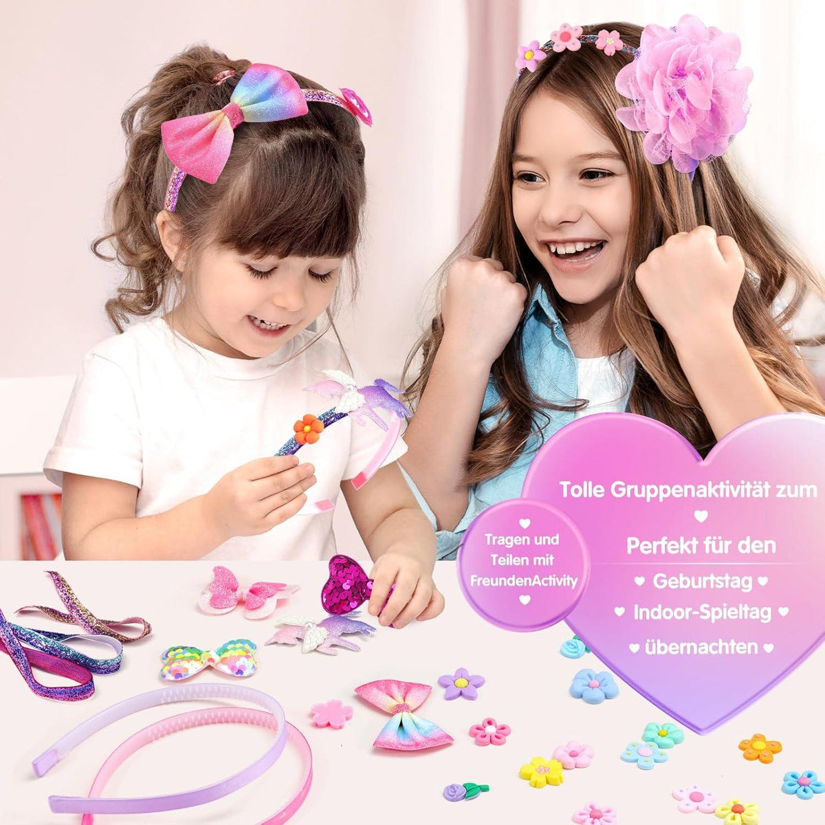 DIY Haarreifen Mädchen Bastelset Kinder 6 7 8 9 Jahre Rosa
