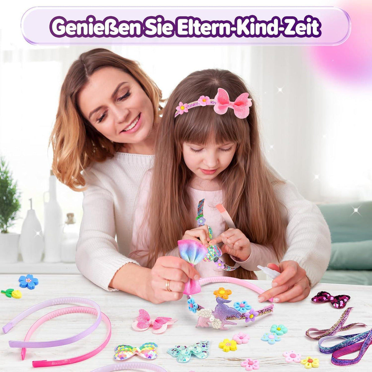 Dusor Haarreifen Bastelset Mädchen DIY Geschenk 6-9 Jahre Rose