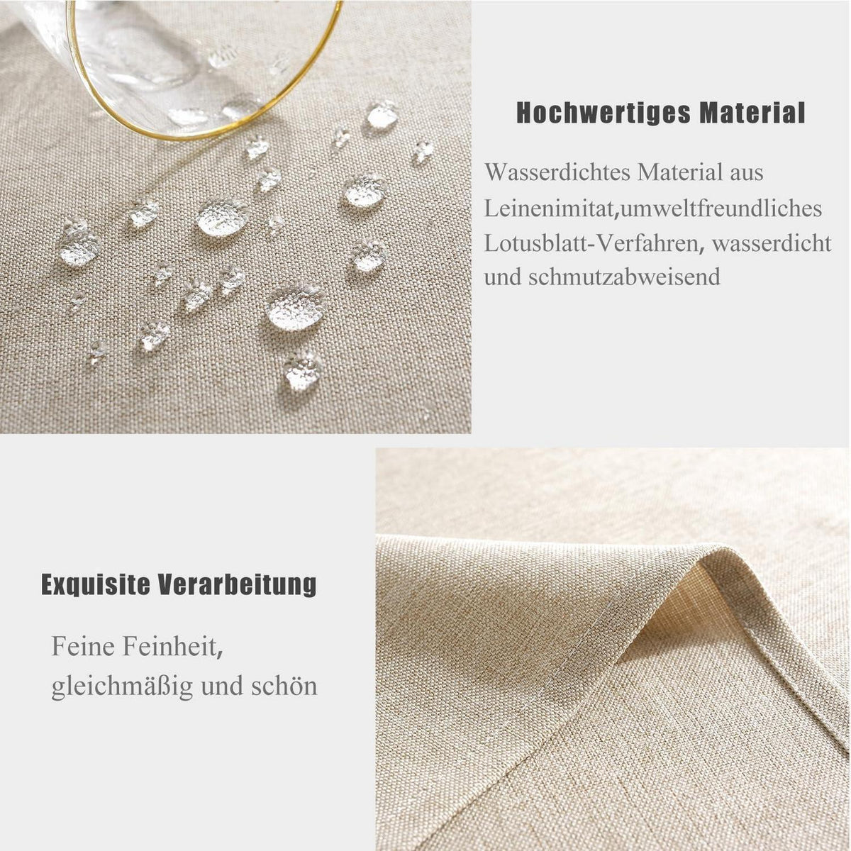 Tischläufer wasserdicht Leinenoptik 40x180 cm Beige