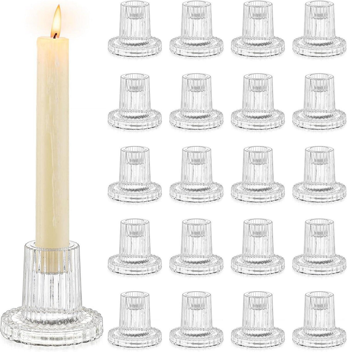 Glas Kerzenhalter Stabkerzen 20er Set Klein Hochzeit Weihnachten Party