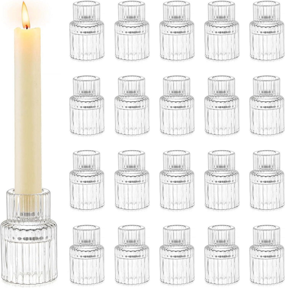 Glas Kerzenhalter Stabkerzen 20er Set Hochzeit Party Weihnachten