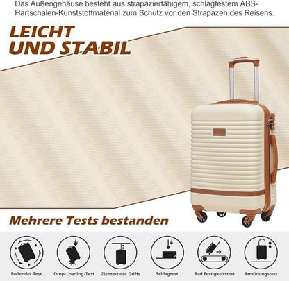 COOLIFE Koffer Trolley Set ABS Hartschale 4 Rollen TSA-Schloss 3tlg Blau/Rot