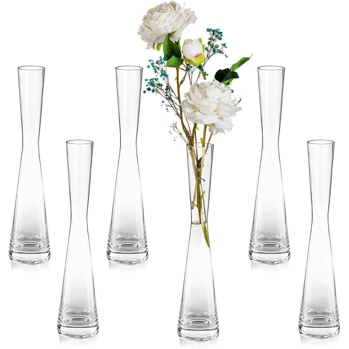 Moderne Glasvase 6er Set 24.5cm Hoch Schmal für Blumen
