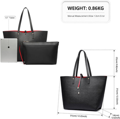 Miss Lulu Damen Schultertasche Shopper Set Groß PU-Leder