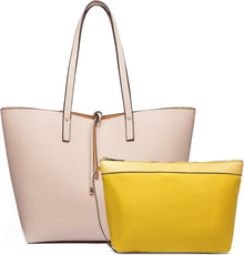 Schultertasche Damen Groß Einkaufstasche PU-Leder Set