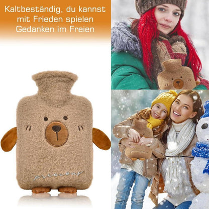 Wärmflasche 1 Liter mit Tier-Bezug für Kinder
