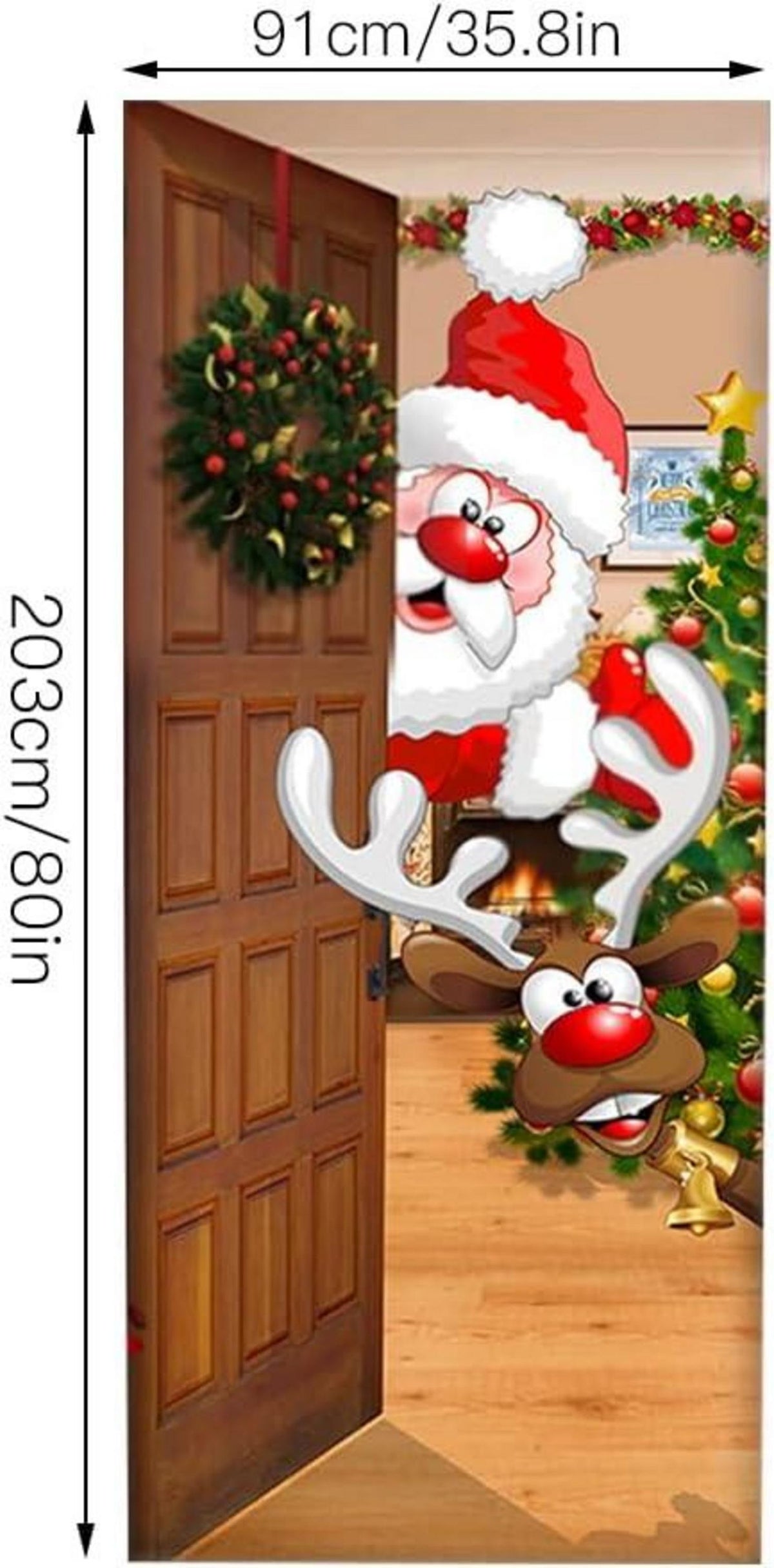 Weihnachten Tür Abdeckung Weihnachtsmann Elch Hängen Banner 90x200cm