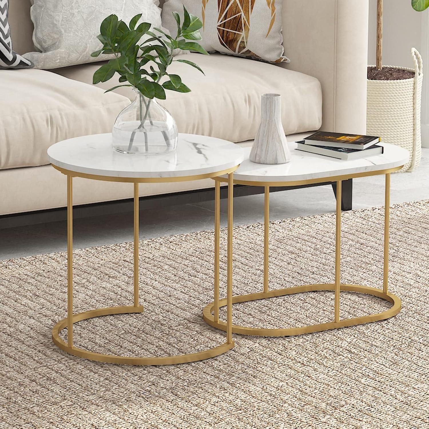 Satztische Wohnzimmer 2er Set Beistelltisch Metallgestell