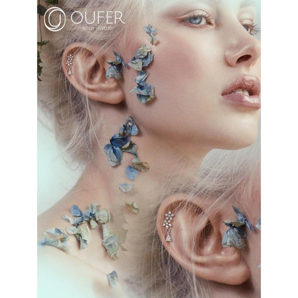 Helix Piercing Blume 16G Chirurgenstahl mit Zirkonia Gold Silber