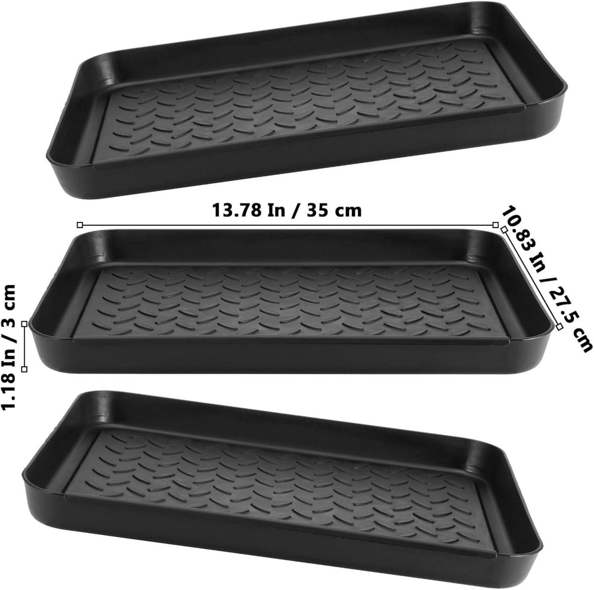 Schuhabtropfschale 6er Set 35x27 cm Schwarz, Schuhwanne mit