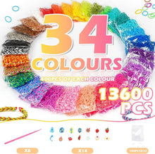 Regenbogen Gummibänder Set 13600 Stück Bänder 34 Farben DIY