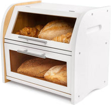 Brotkasten mit Belüftung und Sichtfenster, Bambus