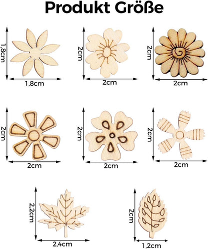 VIKY® Streudeko Holz Blumen Blätter DIY Winter Deko 100