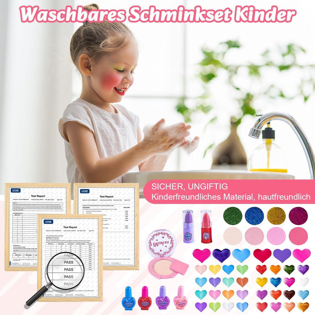 Kinderschminke Schminkset Mädchen 66Pcs Makeup Geschenke 3-12 Jahre