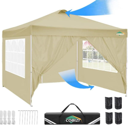Pavillon 3x3 Wasserdicht Stabil mit UV-Schutz 50+ & 4 Seitenteilen