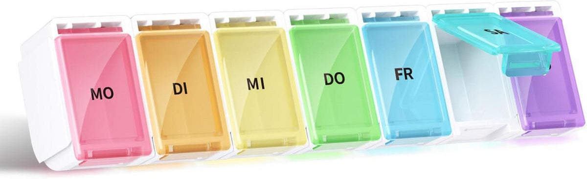 Tablettenbox 7 Tage Deutsch Pillendose Regenbogen Organizer