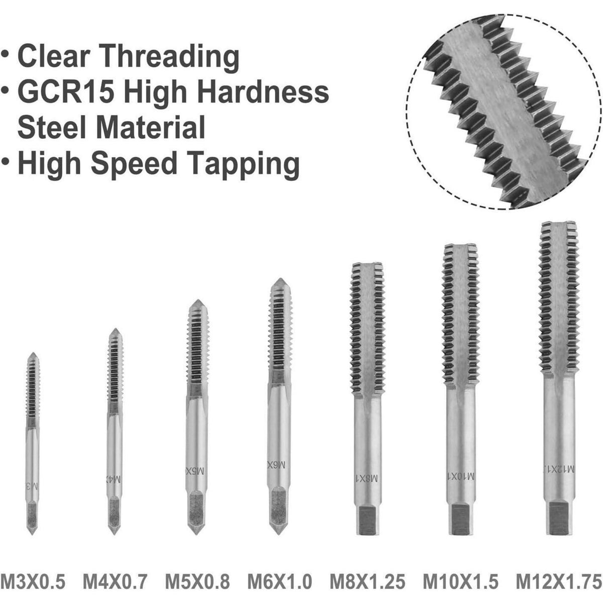 15-teiliges Gewindebohrer-Set mit Spiralbohrern HSS, Metallkoffer