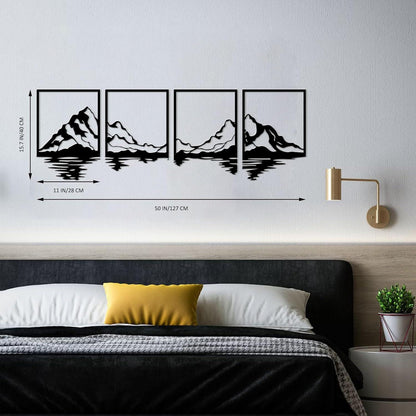 Metall Berg Wandkunst Set, rustikale Berge Wanddeko, 4 Stück