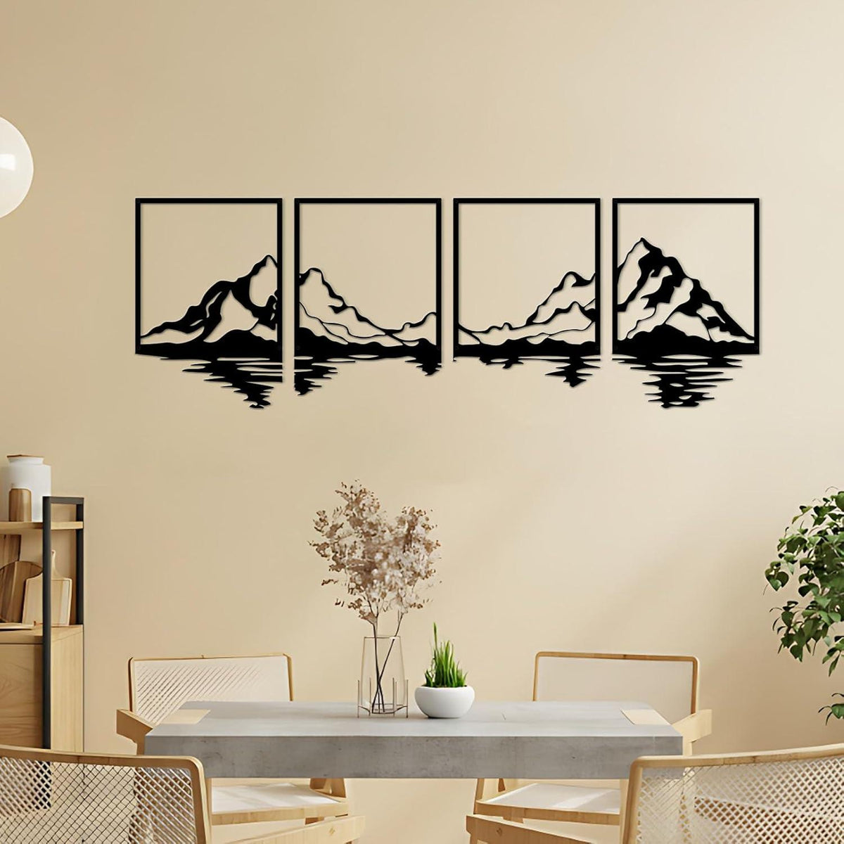 Metall Berge Wandkunst Set 4 Stück Berg Wald Dekor rustikal
