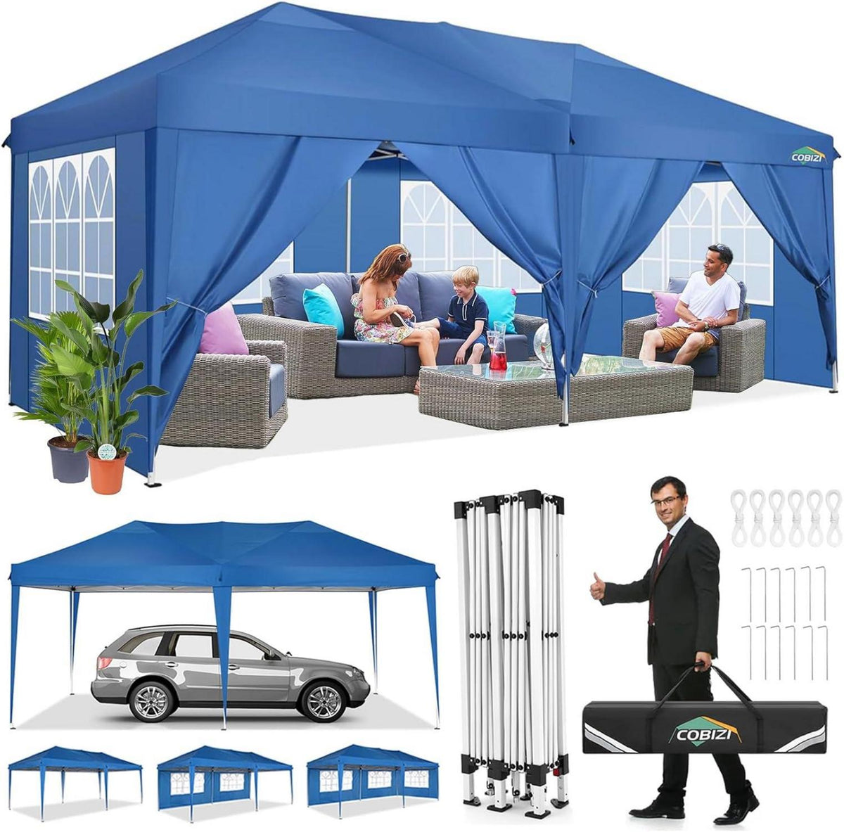 Faltpavillon 3x6m Wasserdicht Pop Up Pavillon 6 Seitenwände