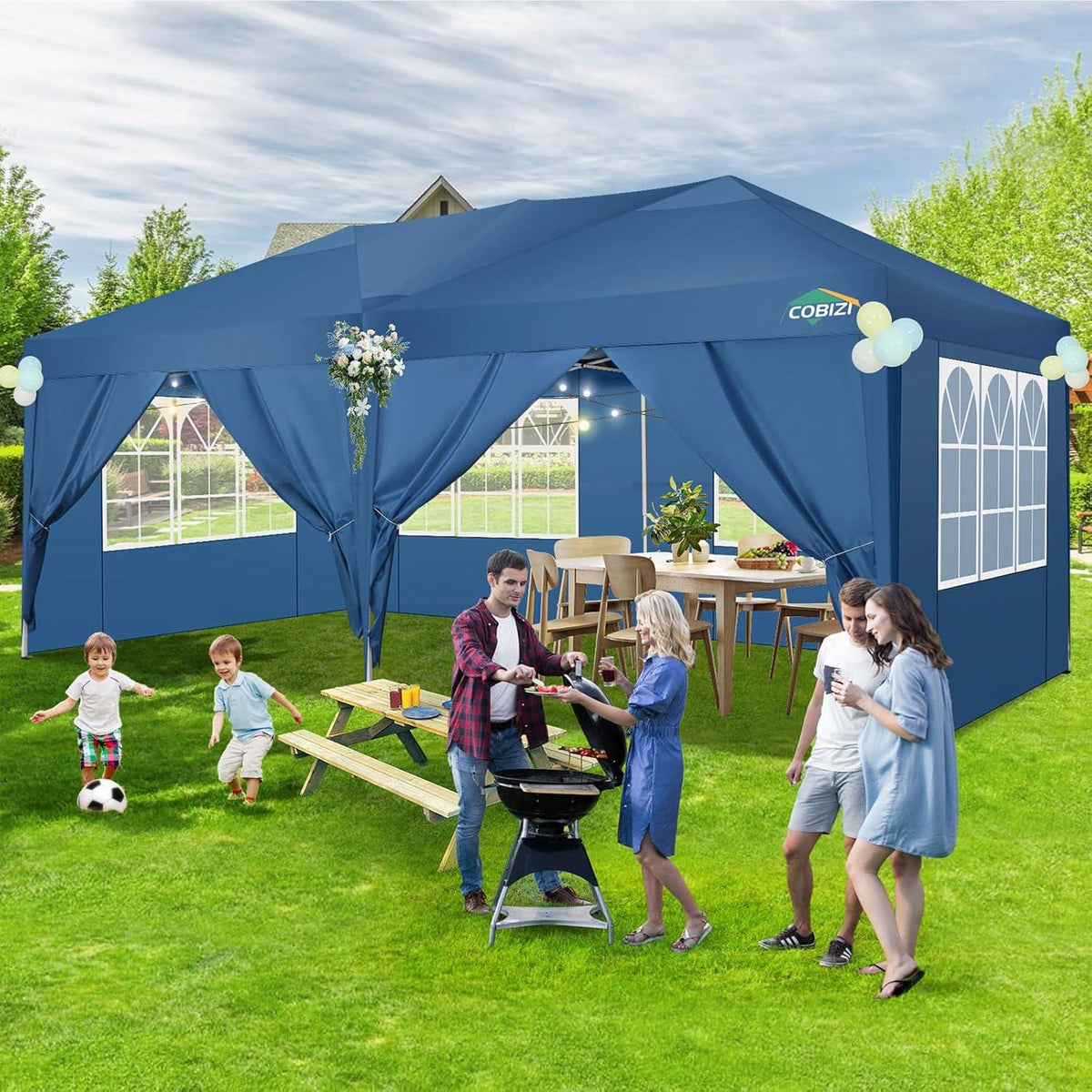 Faltpavillon 3x6 Wasserdicht Winterfest Pop Up 6 Seiten UV-Schutz
