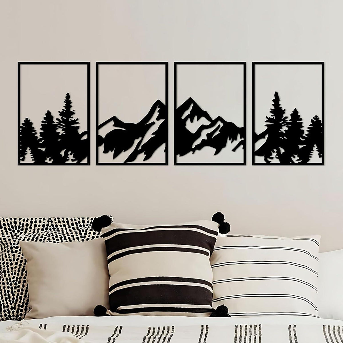 4er Set Metall Berg Wandkunst Dekoration - Natur