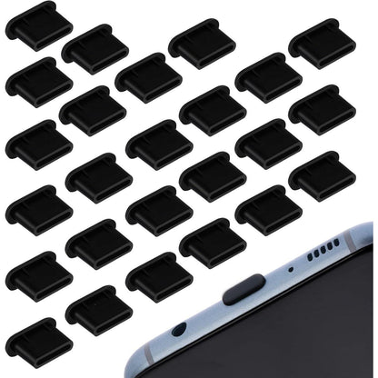 25 Stk Silikon USB C Staubschutz Schwarz Handy Ladeanschluss