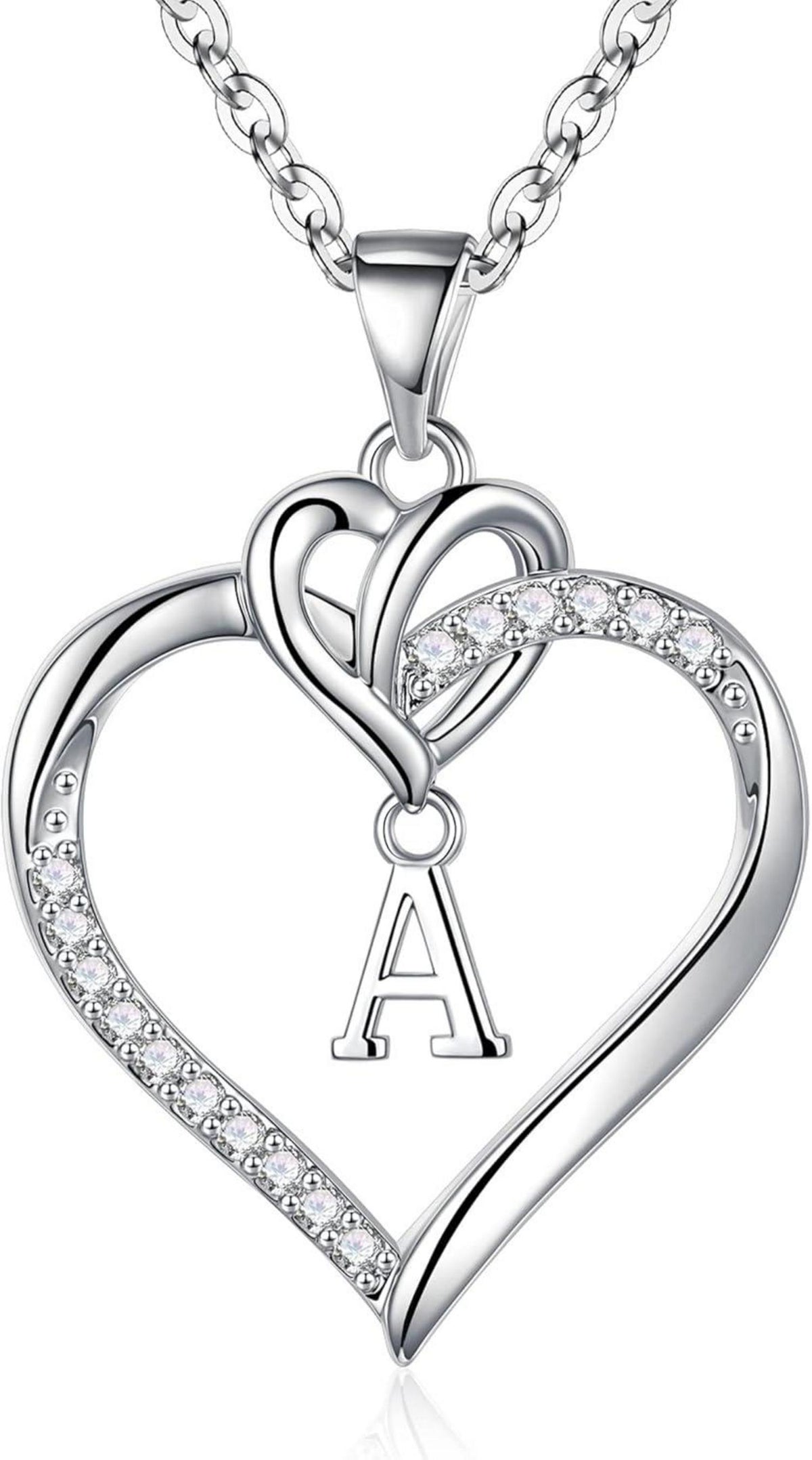 Valentinstag Geschenke Herz Initialen Kette Zirkonia Silber