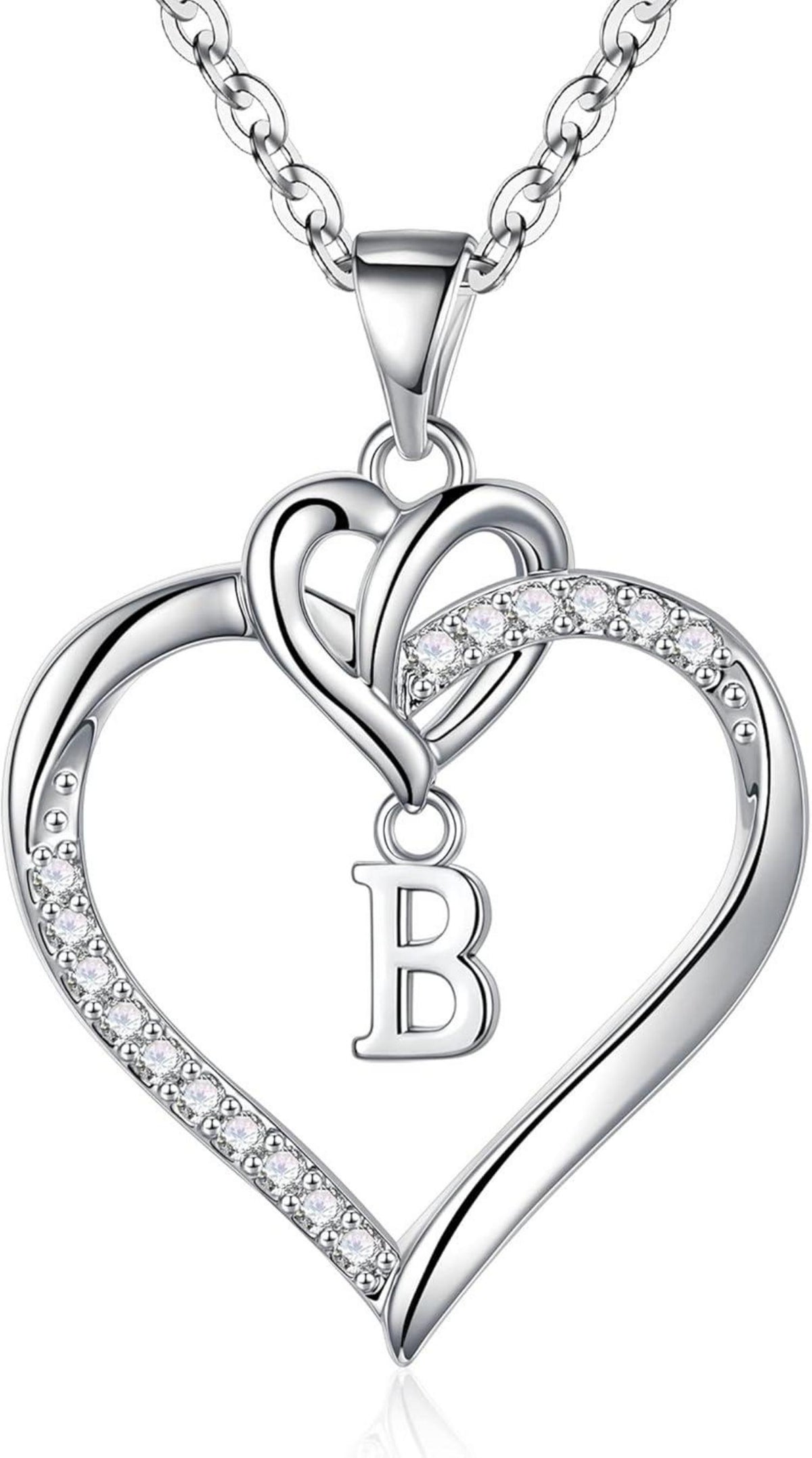 TINGN Herz Buchstaben Kette 14K Vergoldet Zirkonia Valentinstag