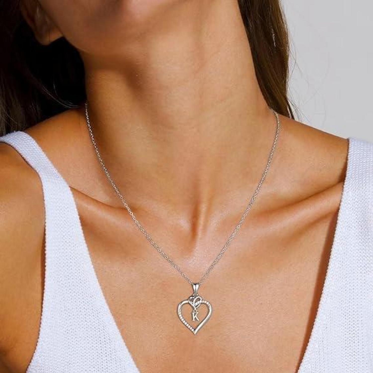 TINGN Valentinstag Geschenke Frauen 14K Gold Herz Initial Halskette Zirkonia Silber